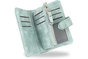 conisy Portmonetka damska, krótka, ochrona RFID, portfel skórzany, dla kobiet – miękki, wygodny, słodki, portmonetka z dużą ilością przegródek na karty (jasnozielony)