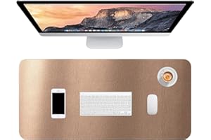 Hsurbtra Desk Pad, 75 x 37 cm PU Leather Desk Mat, XL Extended Mouse Pad, Waterproof Desk Blotter Protector, Ultra Thin Large Laptop Keyboard Mat, Non-Slip Desk Writing Pad for Office Home, Gold