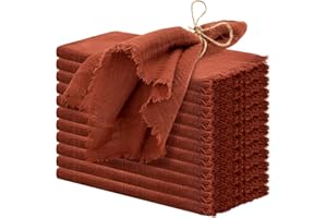 PESONLOOK 10 Stück handgefertigte, 40 x 40 cm, zarte Baumwoll- mit Fransen, wiederverwendbar, weich, rustikale Baumwolle, Abendessen, den täglichen Gebrauch (Terrakotta)