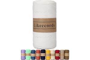 Likeecords Poliestere Corda 4mm x 130m,Cordino Per Borse Uncinetto,Polipropilene Macrame Corda intrecciata,Macramè Filo per Appendiabiti per Fiori, Home Decor（Bianco Puro）