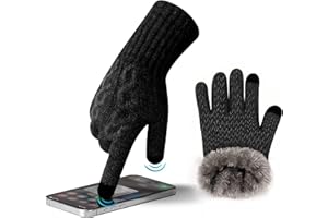 MAGISDU Guantes Mujer Invierno Tactiles Lana de Alpaca Forro Polar Guantes Termicos con Jacquard Antideslizantes para Smartphones y Tabletas Frio Correr Ciclismo Esquiar Nieve Conducir Deporte