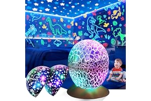 Tesoyzii 2 en 1 Oeuf de Dinosaure Projecteur Etoile pour Enfants avec Minuterie, Rotation à 360 degrés, Cadeau de Noël d'anniversaire, Décoration de Chambre
