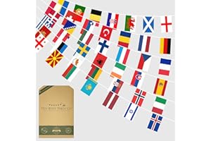 ITSY BITSY PARTY CO Premium Reusable European Flags Bunting - 42 Eurovision Flags, Eurovision Party Decorations 2025 (33ft, 42 Euro Flags)