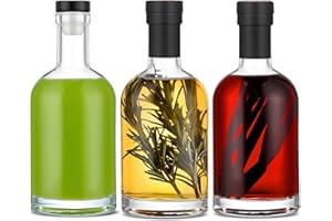 Danmu Art 750ml 3pcs Glass Bottles with T-Top lids, Cork Stoppers and Heat Shrink Film - For DIY Chili Sauce, Juice, Brewing, Beverages, Creative Gifts (High-White Glass)