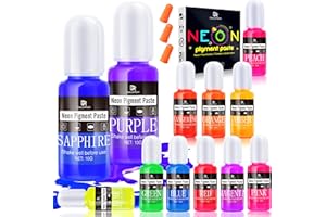 DECORROM Pâte pigmentée néon, 12 couleurs fluo hautement concentrée, peinture époxy pour œuvres d'art d'Halloween, artisanat en résine époxy, nail art, bijoux, slime et bombes de bain