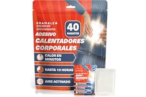 Bramble - Calentadores corporales Adhesivos (Paquete de 40) - Parches Adhesivos ultrafinos para Calor localizado - Se activan con el Aire y no Dejan Olor - hasta 10 Horas de Calor