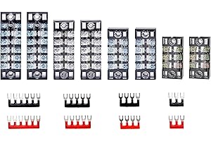 HAXIHA Bornier à Vis à Double Rangée 8Pièces 3/4/5/6 positions 600V 15A Terminal Block Set avec couvercle+Rouge et Noir Bande de Barrière Terminal Barrette,Bornes pré isolées
