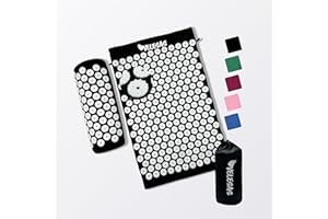 Velesas® Akupressurmatte mit Kissen und Tragetasche | Massagematte zur Entspannung und Schmerzlinderung für Füße, Rücken, Nacken | Akupunkturmatte | Stachelmatte | Nagelmatte (Schwarz, 3-teilig)