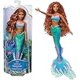 Disney La Sirenetta - Ariel, bambola con l'iconica coda da sirena colorata e glitterata e lunghi capelli rossi da acconciare,