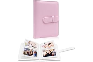AMIMY 64 Pockets Photo Album Book for 2x3 Inch Film - Mini Small Albums for Fujifilm Instax Mini Instant Camera, for Polaroid Hi-Print Pictures, Kpop Photocard Holder Binder (Pink)