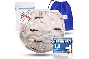 ‎KIDVERSE KIDVERSE Schwimmwindel Baby Badehose 0-3 Jahre - Hautfreundliche Schwimmwindeln wiederverwendbar & saugstark - Größenverstellbare Badewindel Baby Schwimmhose inklusive Tragetasche & Wäschenetz