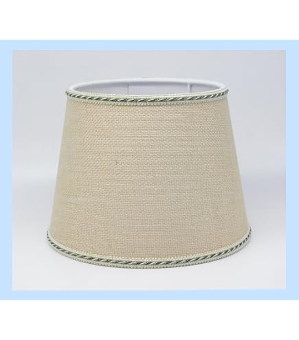Paralume E27 A Tamburo In Tessuto Lino E Ferro FANSU – 30x30x20 Cm – Colore Lago – Sostituzione Per Lampada Da Tavolo, Comodino E Sospensione