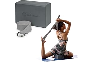 Gaiam Yoga Block & Yoga Strap Combo Set - Yoga Block with Strap, Pilates & Yoga Props to Help Extend & Deepen Stretches, Yoga Kit for Stability, Balance & Optimal Alignment