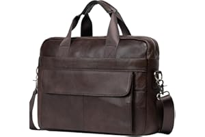 BTDAO Leather Briefcase 15 inch Laptop Bag Messenger Shoulder Work Bag Crossbody Handbag for Business Travelling for Men Father Husband