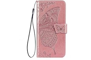 TEYYOS Funda Folio con Mariposa para el Honor Magic5 Lite 5G/Magic 5 Lite, Carcasa PU/TPU Cuero Billetera con Efectivo y Tarjetas Ranuras, Leather Case Cover Estuche - Oro Rosa