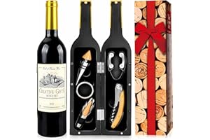 CAILION Weinflasche Geformt Korkenzieher Set,5 Stück Weinkorkenzieher-Set,Weinzubehör Geschenkset,Weinöffner Set,Wein Sommelier Sets mit Flaschenöffner,Weinverschlüsse (gold bottle001)