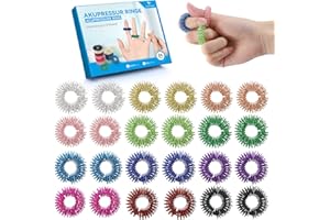 ‎YANGTSUNG YANGTSUNG Akupressur Ring, 24 Stück Fingermassagering Set für Stressabbau, Entspannung und Förderung der Durchblutung, 27 mm, Fidget Ring für Erwachsene und für kinder (Farbig)