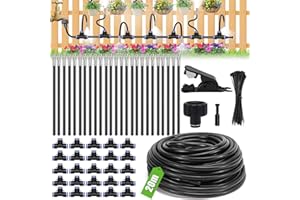 ELNLE Bewässerungssystem Garten bewässerung 20M Gartenbewässerungssysteme Tropfbewässerungssystem gewächshaus, 25 Directional Brass Spray Nozzles für Outdoor-Nebelkühlsystem, Landschaft, Pflanzen