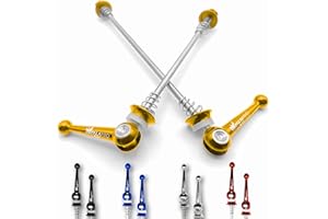 IMPALAPRO Titanium Bike Quick Release Skewers Ultralight CNC 46g - Road Bike Wheels Nuts - Hope Skewers - MTB Quick Release Bolts - Tool-Free Install (Gold)