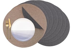 Banchif Manteles Individuales Lavables Juego de 6 Manteles Individuales de Lino Antideslizantes Manteles Individuales de Mesa Manteles Individuales Redondos (38 cm de diámetro)