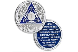 ATSKNSK 1 Year Sobriety Chips AA Coin Alcoholics Anonymous Medallion Sobriety Gifts for Men Women Recovery Chip Anniversary Token