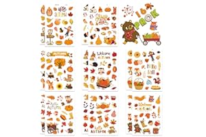 JYZPJ 16 Pcs Autumn Thanksgiving Stickers Fall Stickers Pumpkin for Scrapbooking Leaf Craft Halloween Various Autumn Theme DIY Wrapping Decorations for Gifts Kid Acorn Harvest(Type-D Autumn)