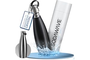 SODAWAVE® Trinkflasche Edelstahl extra groß [850ml] für SodaStream Crystal I 100% auslaufsichere Edelstahl Trinkflasche ideal für unterwegs I Extra großes Füllvolumen I nicht isoliert