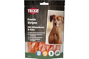 TRIXIE Hundeleckerli PREMIO Cheese Chicken Stripes Hundesnack - herzhaftes Leckerli mit Hähnchenfleisch, ohne Zuckerzusatz und Gluten 100 g - 31586