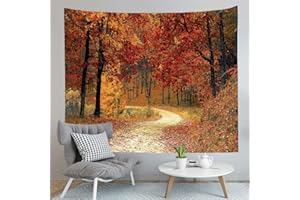 BCKAKQA Forest Wall Tapestry Red and Orange Maple Trees Landscape Tapestry Wall Hanging Maple Leaf and Path Nature Tapestry for Bedroom Dorm Living Room Home Decoration Bohemian Background (150x130cm,59"X51")