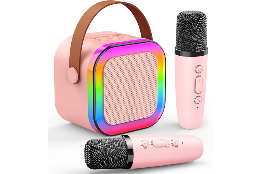 Dislocati Karaoke Machine 2 Microphones, Birthday Gifts for Girls Toys Age 3-15 Year Old Girl Gift Kids Microphone Toys for 3-12 Year Old Girls Birthday Presents Teenage
