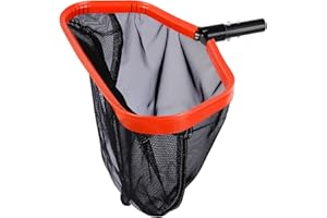 WELDUN Mtall Poolkescher Professionell, Bodenkescher mit Aluminiumrahmen, doppelt tiefes Netz zum Reinigen von Schwimmbad, Rot(Keine Stange)