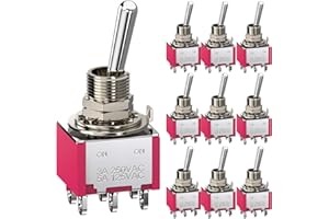 CLYXGS CLDIY Kippschalter 6 Klemmen 2 Position ON/ON DPDT 6mm Mini Kippschalter für Auto Armaturenbrett AC 5A / 125 V 2A / 250 V 10 Stücke