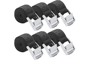 ‎LFBEST 6 Stück Spanngurte Kurz 1m x 2.5cm, Schwarze Spanngurt Befestigungsgurt,Verstellbare Spanngurte mit Ratsche Befestigungsgurte für Fahrradträger Motorrad Auto Heckträger Gepäck, Belastbar Bis 500 kg