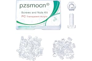 Pzsmocn 60 Piezas / 30 Juegos M6 PC Juego Tuercas y Tornillos Acrílico Diáfano. M6 * 12 mm Tornillo Plástico PC Acrílico Diáfano Cruz Apriete Mano Tornillo Redondo y kit de Tuercas Hexagonales M6.
