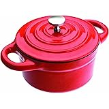 IBILI, Mini cocotte tonda rossa 10 x 4,5 cm, ghisa, adatta per l’induzione.