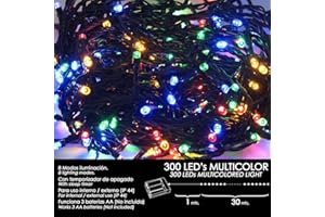 MAURER Luces Navidad A Pilas 300 Leds Multicolor Interior / Exterior (IP44)