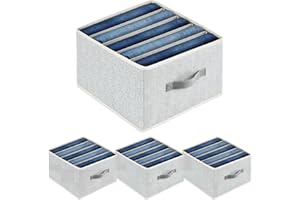 Homsorout Wardrobe Storage Organiser Box with Dividers - 4 Pack Clothes Drawer Organisers Foldable Storage Cube for Bedroom Fabric Drawer Divides for Clothes, Jeans, Shirts, Blanket, Home Storage