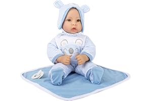 Small Foot Puppe Lukas inkl. ausziehbarer Bekleidung, Schnuller und weicher Kuscheldecke, Rollenspielzeug, 11238