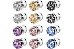 Pipihome Magnetyczne kolczyki do akupresury, magnetyczne kolczyki limfy, sztyfty, bez przekłuwania kolczyki ze stali nierdzewnej, ozdoba na ucho dla kobiet, mężczyzn, Stal nierdzewna