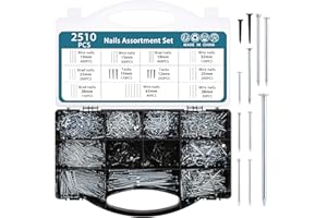 HSEAMALL set di 2510 chiodini in legno per il fai da te e piccoli chiodini da parete per l'artigianato, la decorazione della casa, la lavorazione del legno, la costruzione di mobili.