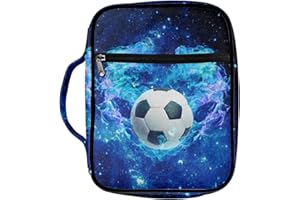 Coldinair Galaxy Soccer Love Print Bible Cover Case with Zip Pockets and Handle,Portable Church Bag Bible Study Tote Book Cover for Men Teens Kids