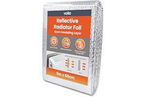 VOLILA Radiator Foil 5m x 60cm - 1 Pack Folded Radiator Reflector Panels for Enhance Heat Efficiency - Energy Saving Insulation Foil and Radiator Heat Deflector for Home Heating with Adhesive Pads