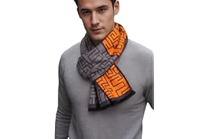 Prettystern longue Écharpe chaude en soie pour hommes effet velours brossé