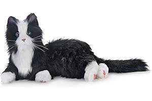 MEMORABLE PETS NEUE Freude für alle Robotic Reclining Black & White Smoking Cat - gefüllte Tier-Therapie für Menschen mit Gedächtnisverlust von Aging und Pflegekräfte