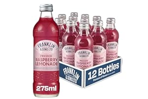 Franklin & Sons Raspberry Lemonade | 12 x 275ml Bottle Case | Fresh Pressed Raspberries | No Artificial Ingredients | Made with Lake District Water | Sparkling Soft Drink | Premium Fizzy Drink |