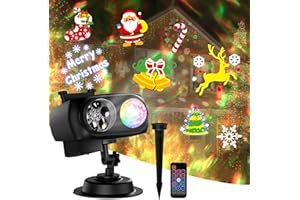 FULYBAO Christmas Projector Outdoor, Holiday Moving Patterns Landscape Lights with Remote Control and 10 HD Effects & 3D Ocean Wave, Christmas Decoration Light for Halloween Xmas New Year Party Yard