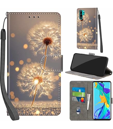 GLANDOTU Lederhülle Für Huawei P20 Pro - Wallet Case Mit Kartenfächern, Motiv Löwe, Flip-Design