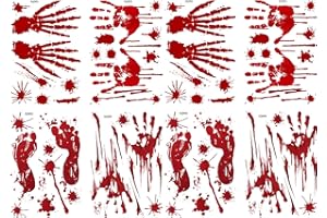 FLZONHUT FLZONE Decoraciones de Halloween,8 Piezas de Pegatinas con Huellas de Manos Sangrientas,Decoraciones para Fiestas de Vampiros y Zombis de Halloween,Pegatinas de PVC Fiestas