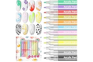 Saviland 12 Colors Nail Art Pens, DIY Quick Dry Dotting Point Liner Pens, 3D Nail Polish Pens for Drawing Painting, Nail Art Kit for Home Salon & Gifts for Her