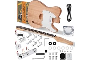 STRICH DIY Electric Guitar Kit, TL Style Mahogany Body & Maple Neck Guitar with SS Pickups, Easy to Assemble Kit with All Parts Included – Build Your Own Electric Guitar STL-D10